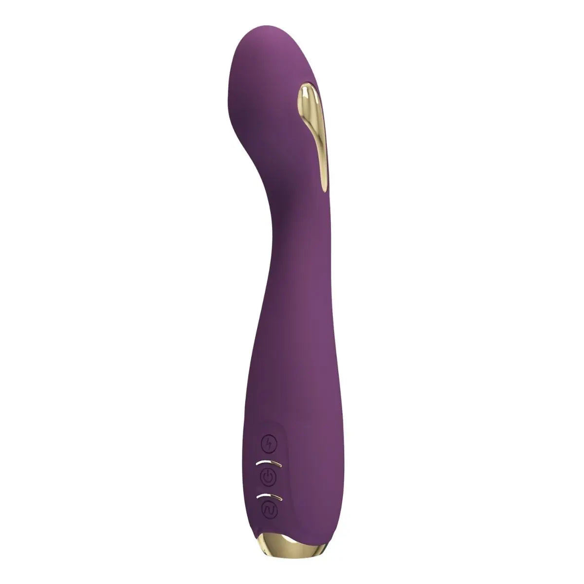Purple and gold electronic massage device on a white background