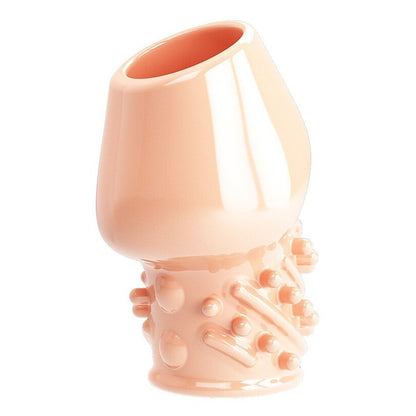 Pretty Love Matias Penis Head Sleeve Textured 6.5cm Girth Extender Flesh on a white background