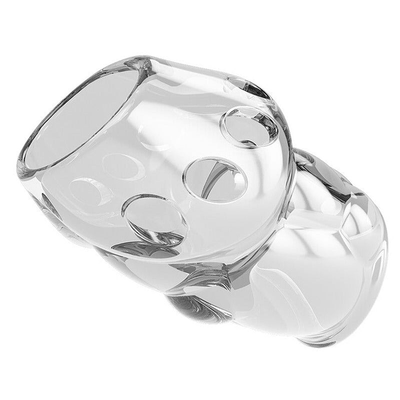 Pretty Love Oscar Penis Head Sleeve Textured 6.4cm Girth Extender Clear on a white background