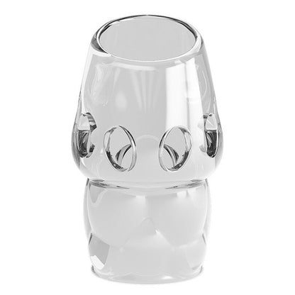 Pretty Love Oscar Penis Head Sleeve Textured 6.4cm Girth Extender Clear on a white background