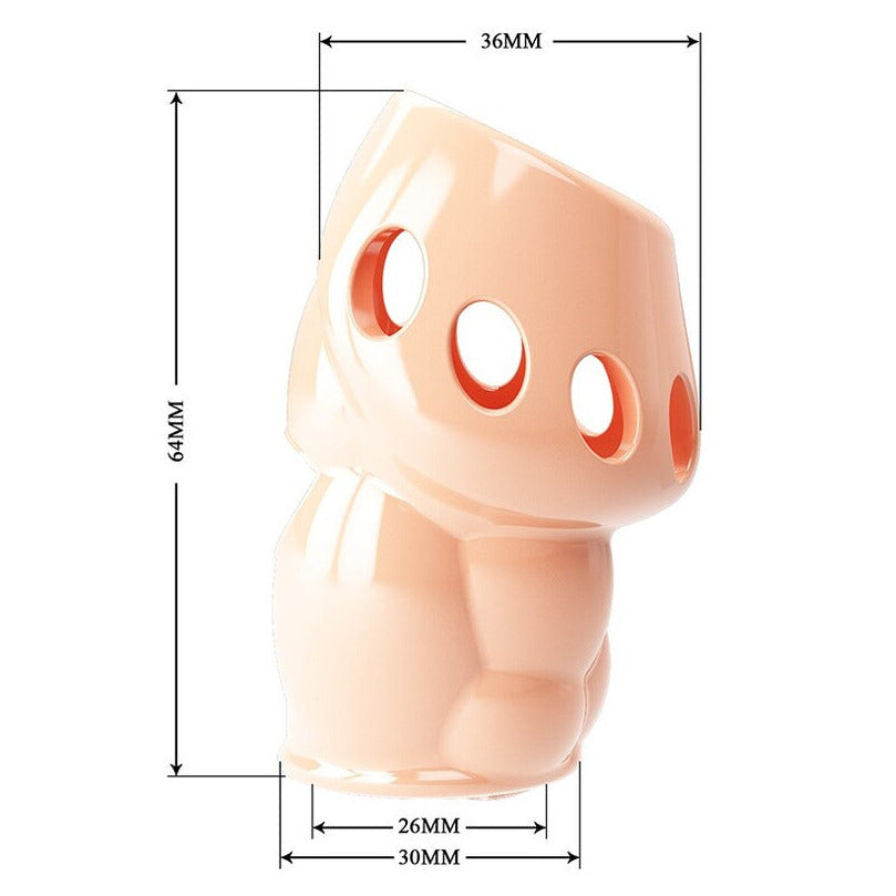 Pretty Love Oscar Penis Head Sleeve Textured 6.4cm Girth Extender Flesh on a white background