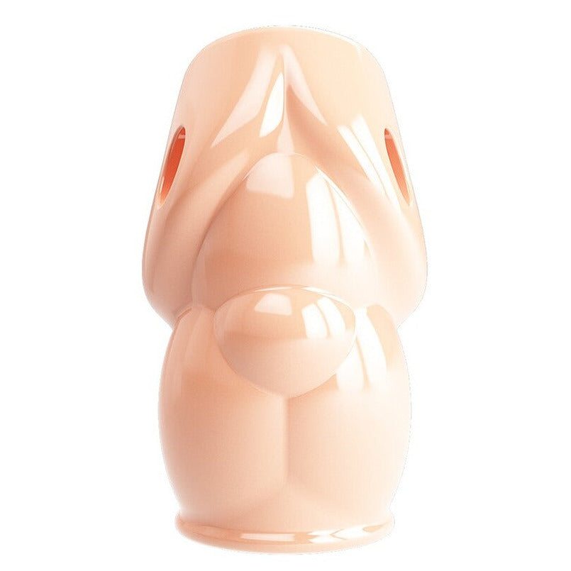 Pretty Love Oscar Penis Head Sleeve Textured 6.4cm Girth Extender Flesh on a white background