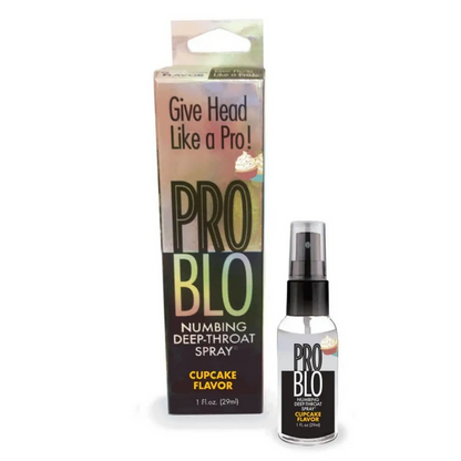 Pro Blo numbing deep-throat spray with packaging on a white background
