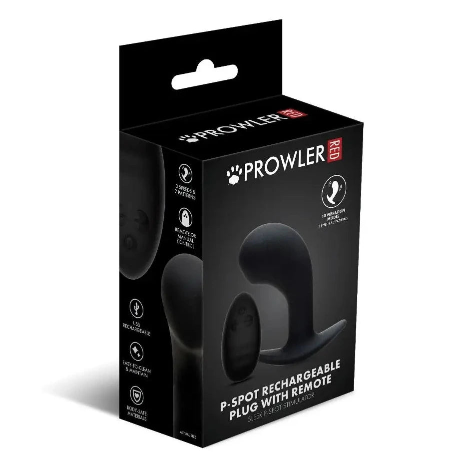 Black packaging of a Prowler RED anal plug product on a white background