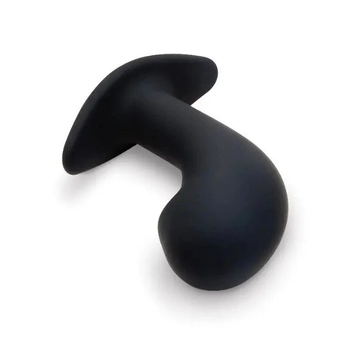 Black electronic anal prostate massager on a white background