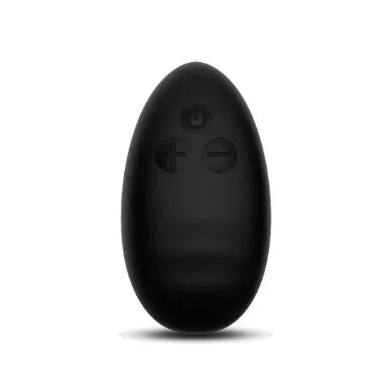 Black egg-shaped object on a white background