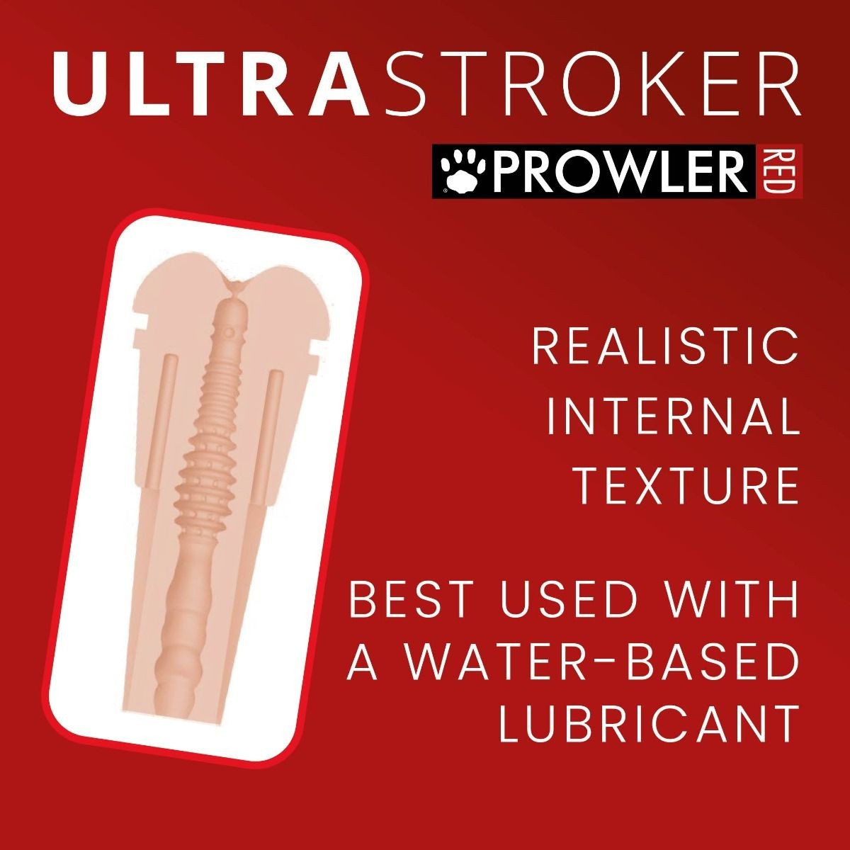 Product description of Ultra Stroker Prowler Red with text on a red background