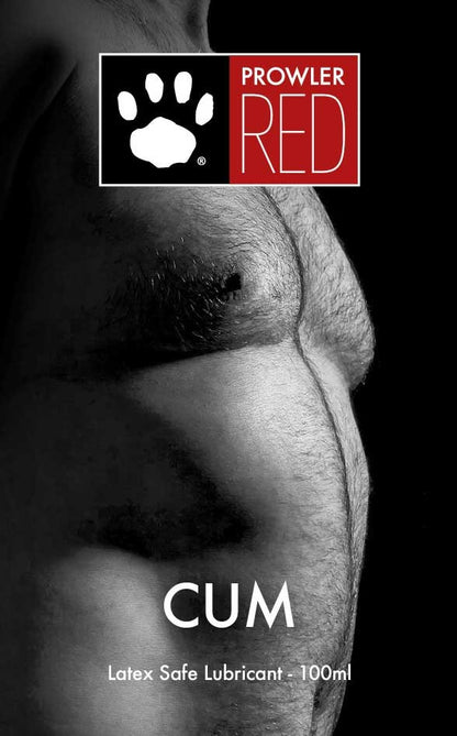 Product packaging for 'Prowler Red' cum with a black background