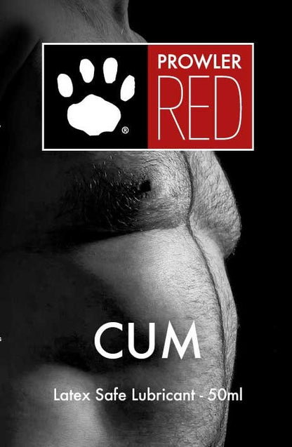Prowler Red latex safe lubricant packaging with a black and white image of a person's back.