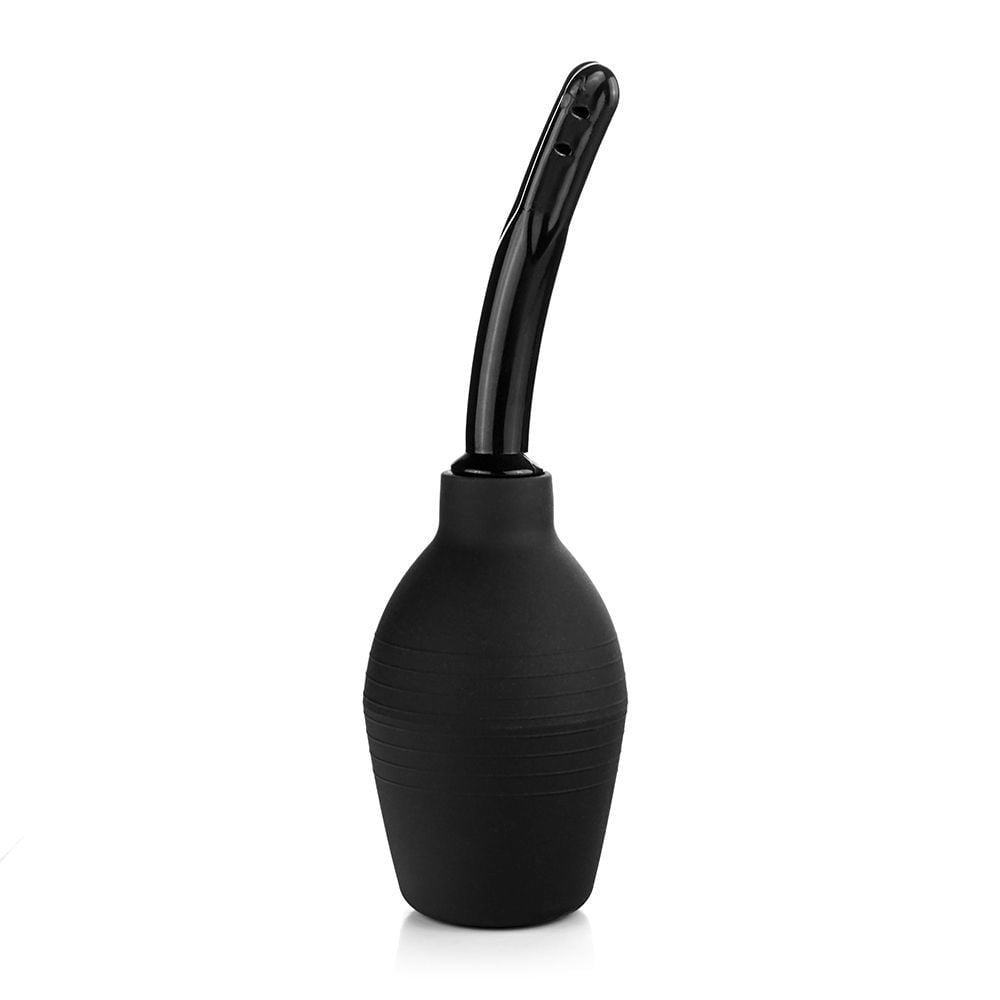 Black bulb syringe douche on a white background