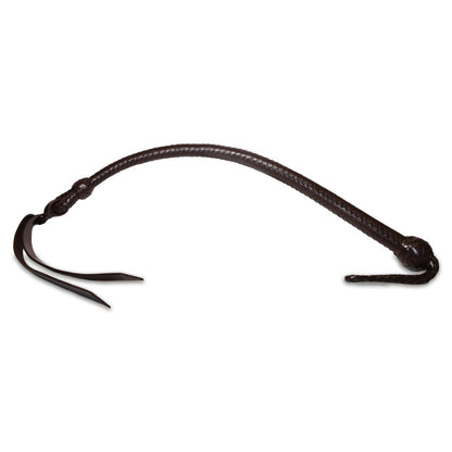 Brown leather whip on a white background