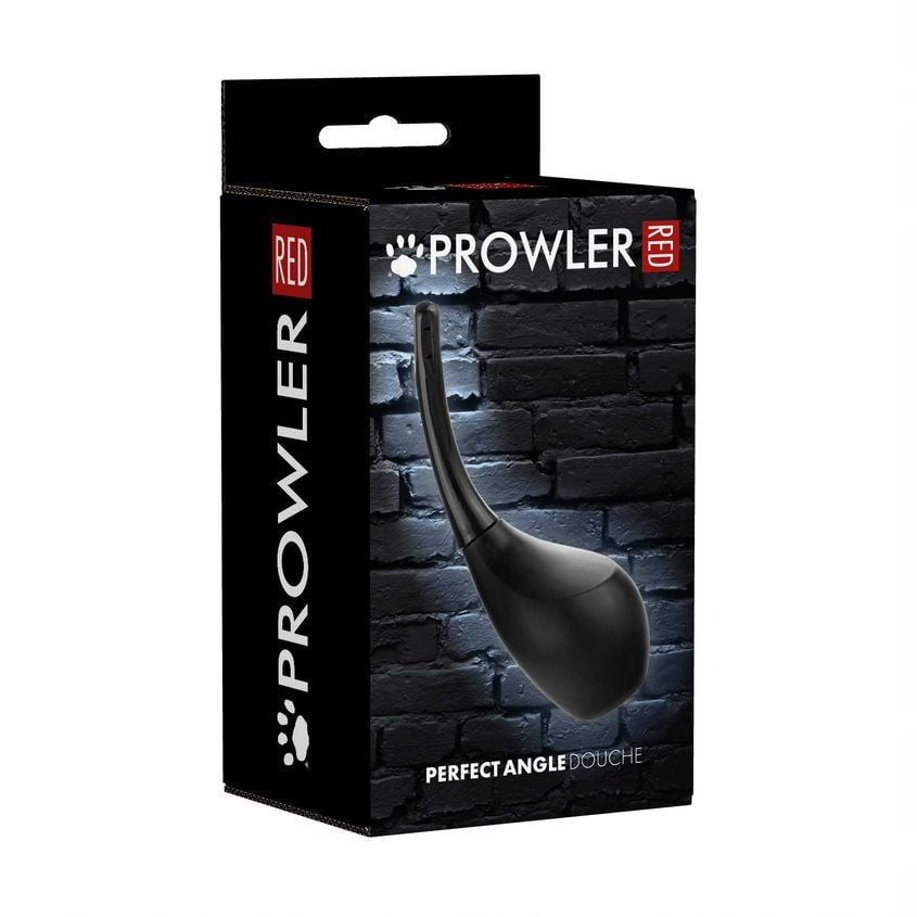 Prowler Red Perfect Angle Douche packaging with brick wall background