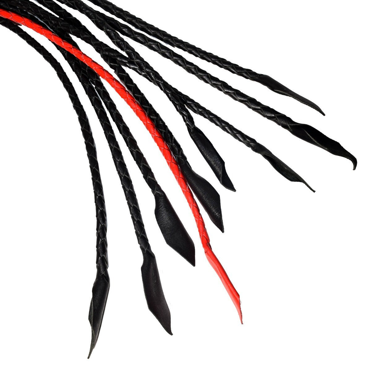 Prowler RED Short Handle Flogger BDSM Fetish Whip Crop Play Red Black Leather
