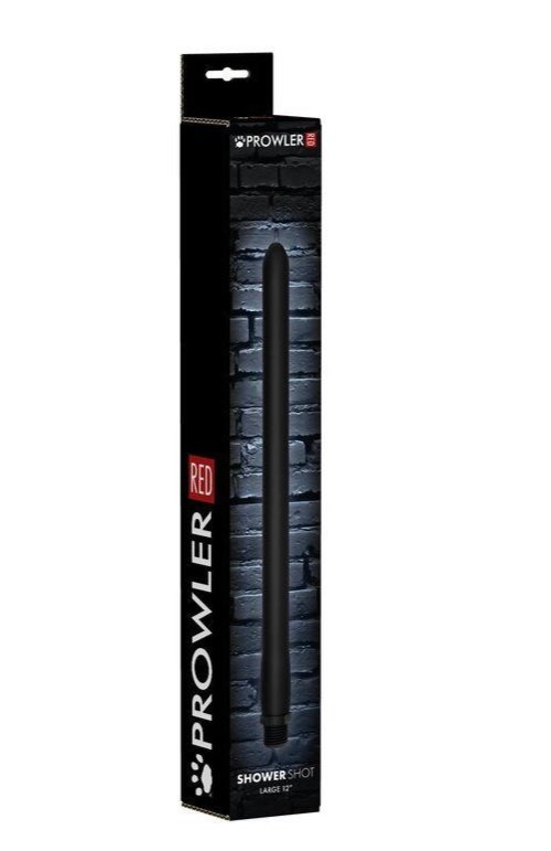Prowler shower stick packaging with a black handle on a white background