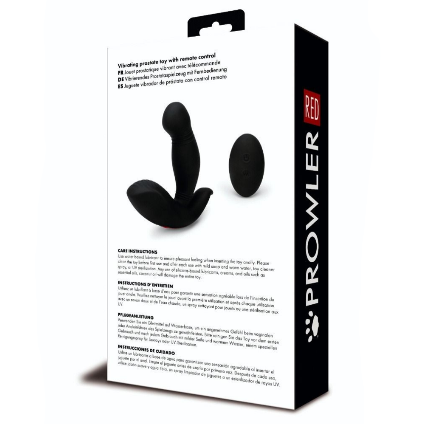 Black and white packaging of a product with 'Prowler' branding on a white background