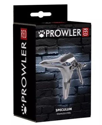 Prowler Red Speculum packaging with a black brick wall background