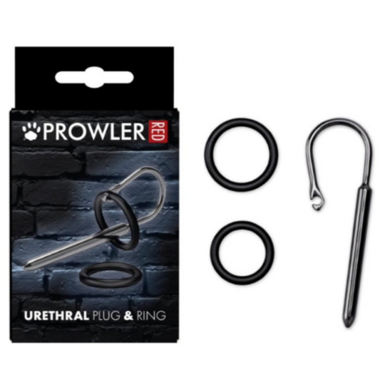Prowler urethral plug and ring set with packaging on a white background