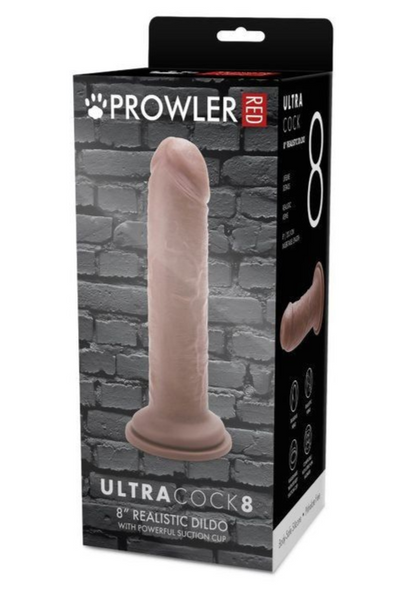 Prowler Ultra Cock 8 realistic dildo packaging with brick wall design