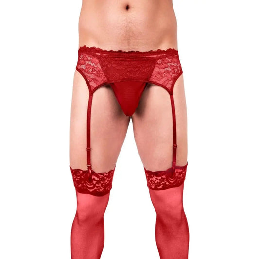 Prowler Red Lace Mens Garter Suspender Lingerie Set Small - XX Large