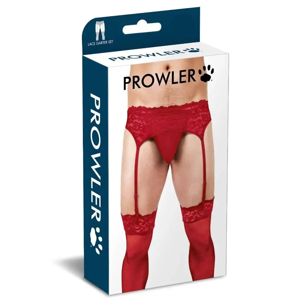 Prowler Red Lace Mens Garter Suspender Lingerie Set Small - XX Large