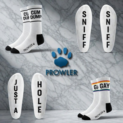 Prowler Socks Crew Ankle Football Cotton LGBT Gay Fetish Slogan BDSM White Black Red Pink