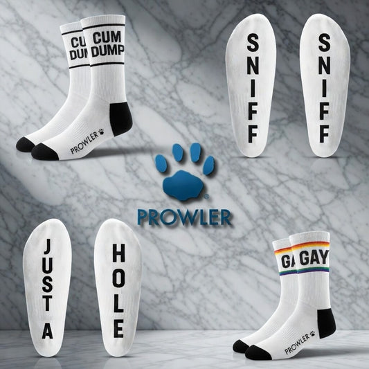 Prowler Socks Crew Ankle Football Cotton LGBT Gay Fetish Slogan BDSM White Black Red Pink