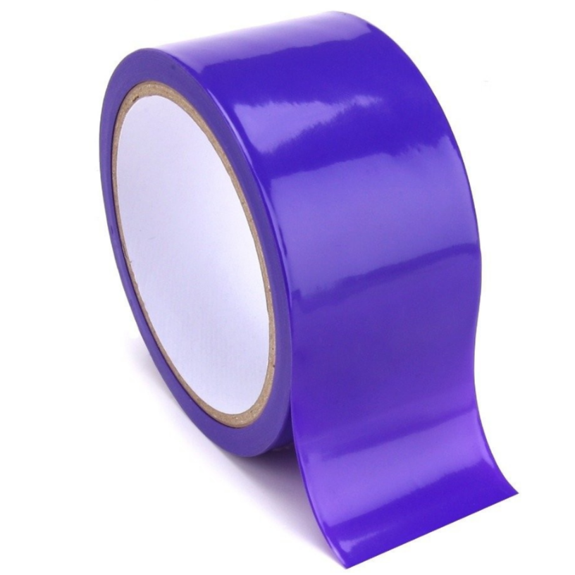 Roll of purple tape on a white background