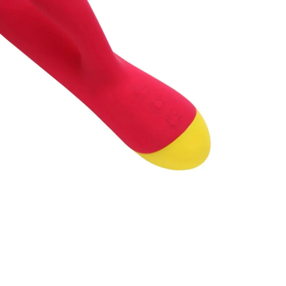 ROMP Jazz Rabbit Silicone Vibrator Red Rechargeable IPX7 Waterproof on a white background