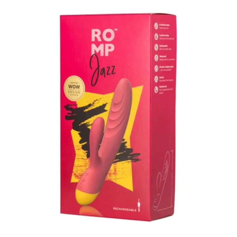Product packaging with 'ROMP Jazz' branding on a white background