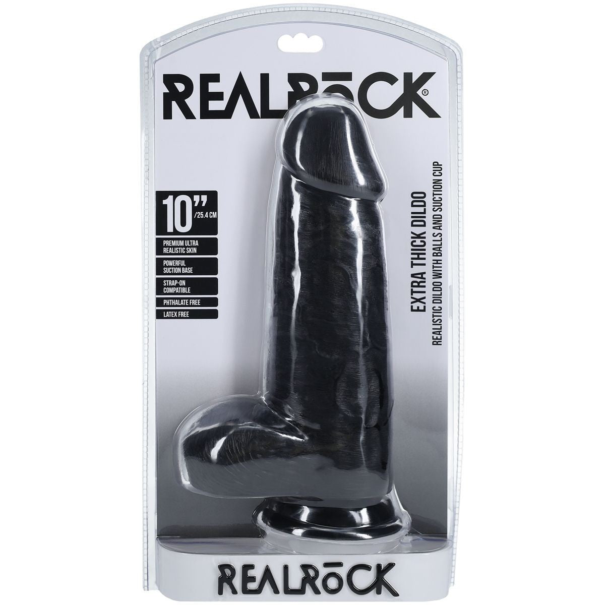 RealRock 10-inch extra thick dildo packaging on a white background