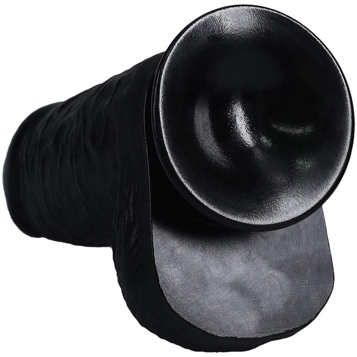 RealRock Extra Thick Suction Cup Dildo Cock Balls Black Realistic Veiny 9 Inch