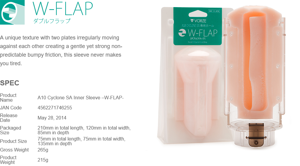 W-FLAP product packaging with specifications on a white background