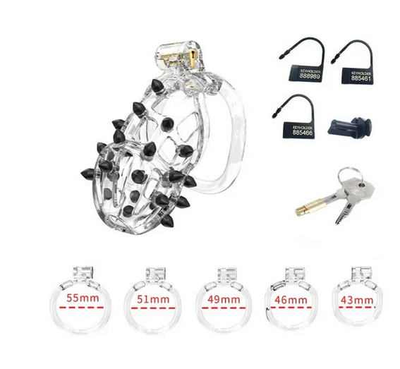 Set of clear plastic rings with measurement indicators on a white background