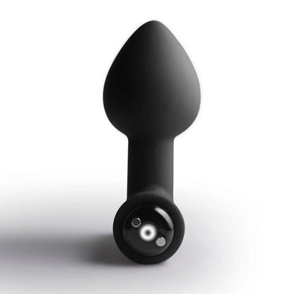 Black electronic anal massaager device on a white background