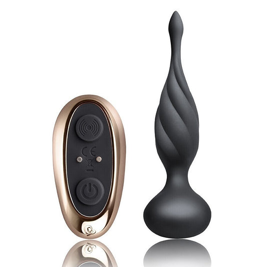Two electronic anal massage devices, one round and one cylindrical, on a white background