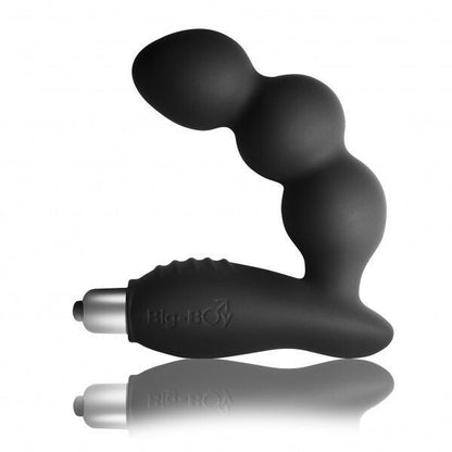 Black handheld prostate massager with visible brand logo on a white background