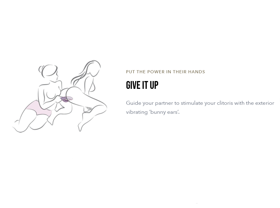 Illustration of a couple with text about using 'bunny ears' for stimulation.
