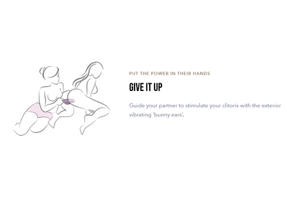Illustration of a couple with text about using 'bunny ears' for stimulation.