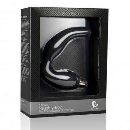 Product packaging with a black and white object inside on a white background