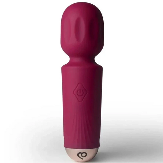 Rocks Off Rechargeable Mini Massage Wand Azalea Red Vibrator on a white background