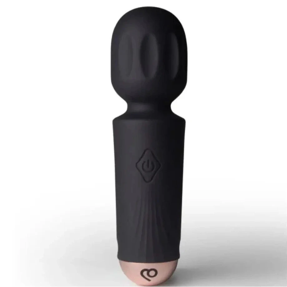 Rocks Off Rechargeable Mini Massage Wand Black Tulip Vibrator on a white background