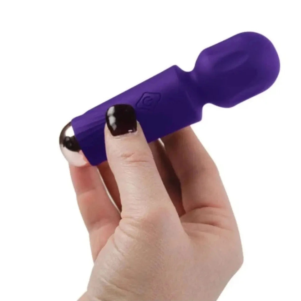 Rocks Off Rechargeable Mini Massage Wand Violet Dream Vibrator on a white background