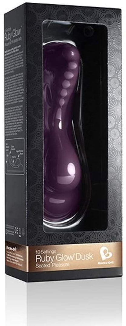 Purple sealed pleasure sex toy in packaging with brand logo