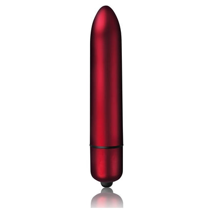 Red cylindrical bullet vibrator on a white background