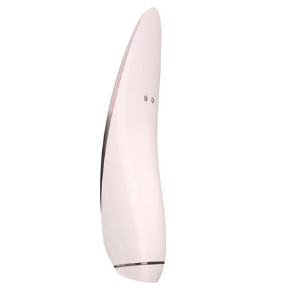 White clitoral massager with rose gold accents on a white background