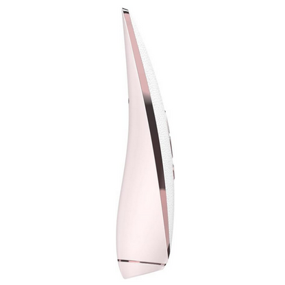Teardrop-shaped vibrator with a reflective surface on a white background