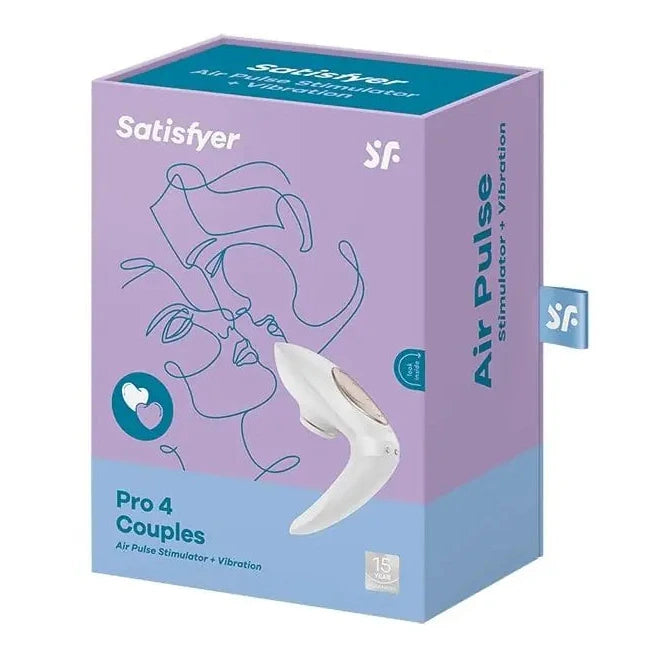 Satisfyer Pro 4 Couples vibrator packaging on a white background