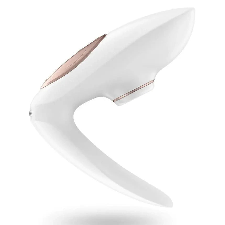 White and rose gold couples massager on a white background