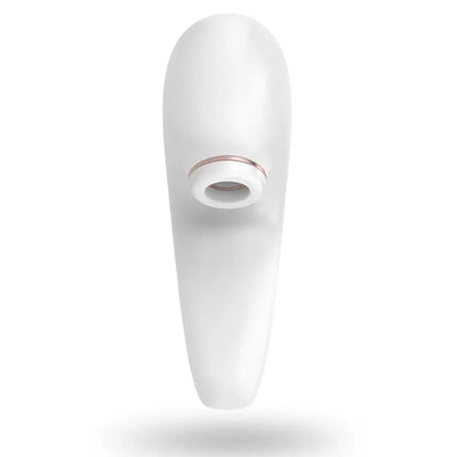 White clitoral massager with a rose gold accent on a white background