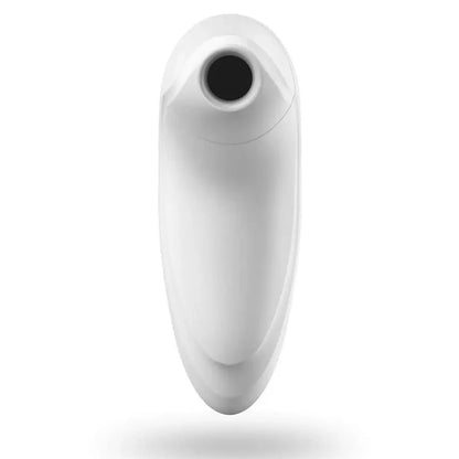 White electronic device massage with a black circular component on a white background